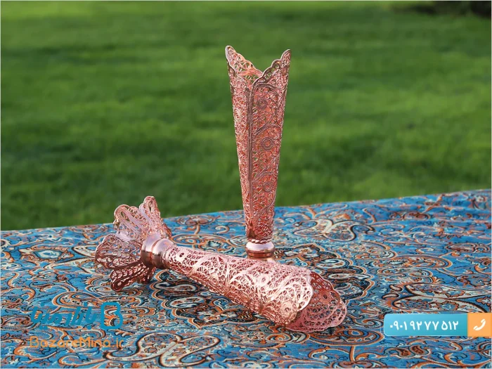 گلدان مسی ملیله کاری