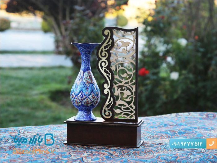 تندیس گلدان میناکاری 16 سانتی طرح پردیس