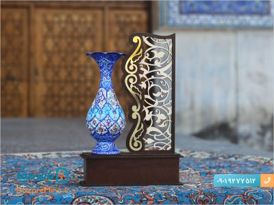 تندیس گلدان میناکاری 16 سانتی طرح پردیس