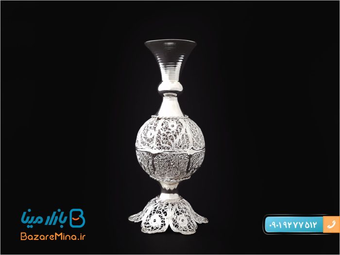 گلدان توپی ملیله کاری پایه دار