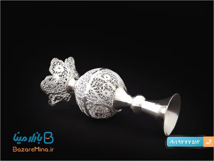 گلدان توپی ملیله کاری پایه دار