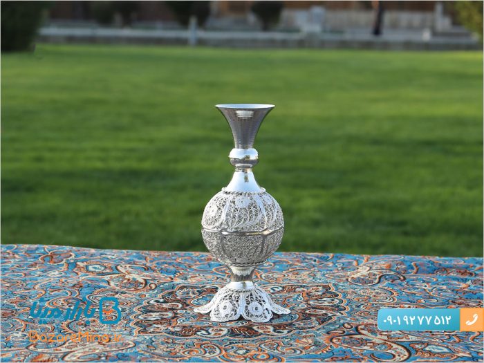 گلدان توپی ملیله کاری پایه دار