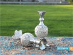 گلدان توپی ملیله کاری پایه دار
