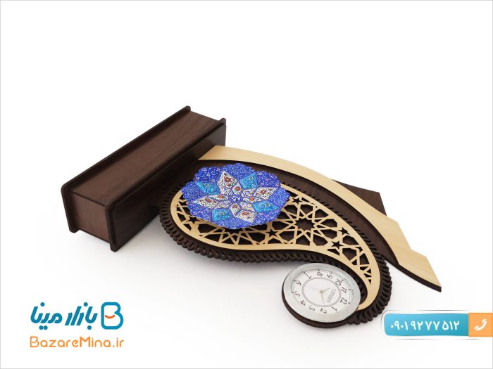 تندیس میناکاری ساعت دار طرح سرو