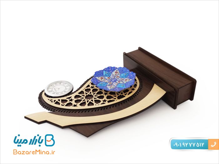 تندیس میناکاری ساعت دار طرح سرو