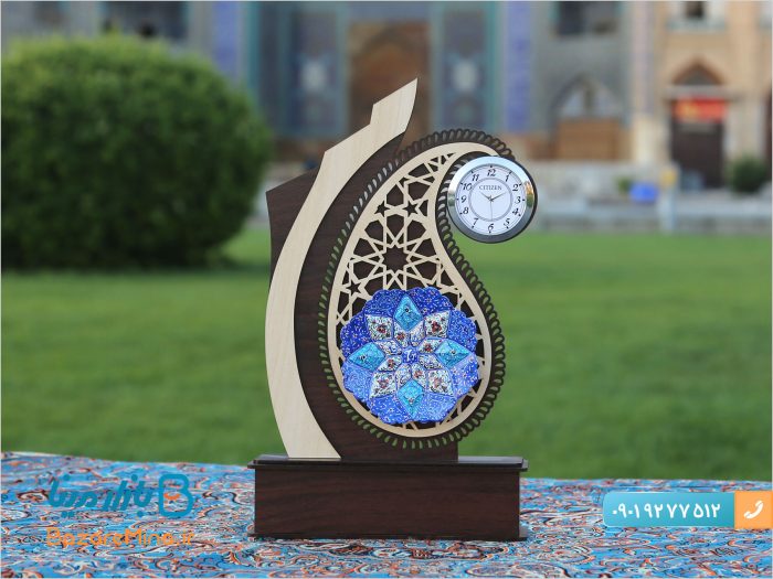تندیس میناکاری ساعت دار طرح سرو