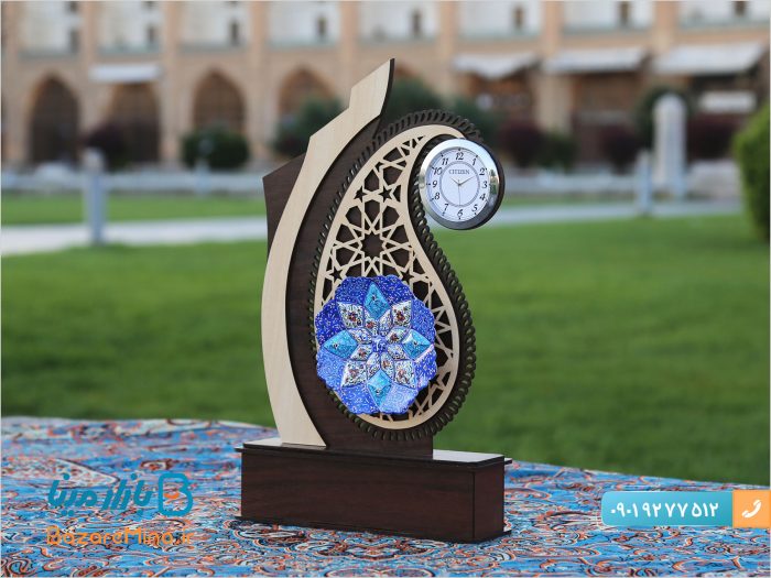 تندیس میناکاری ساعت دار طرح سرو