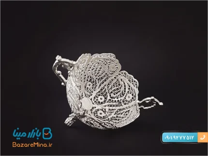 کاسه آجیل خوری دسته دار ملیله کاری
