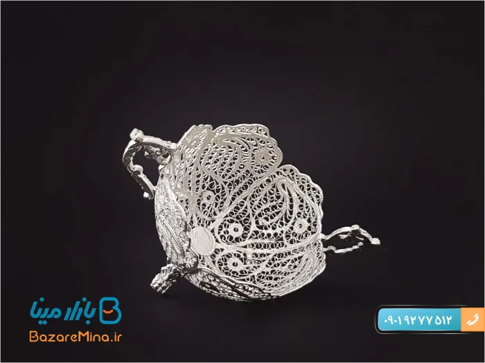 کاسه آجیل خوری دسته دار ملیله کاری