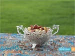 کاسه آجیل خوری دسته دار ملیله کاری