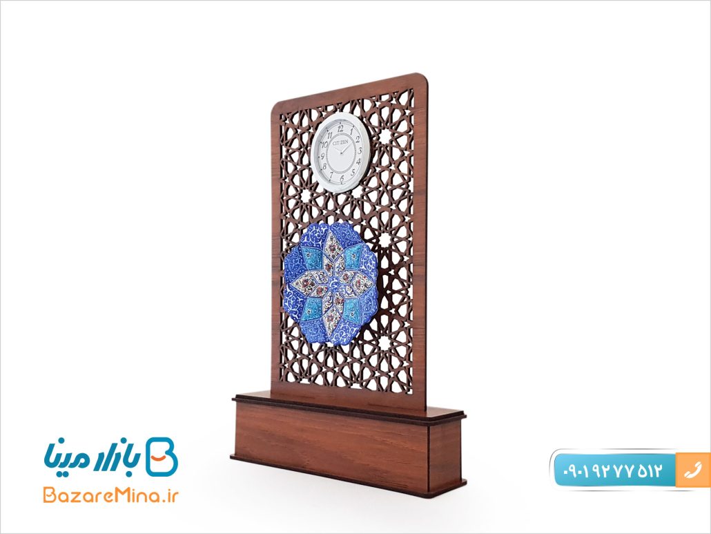 تندیس میناکاری ساعت دار طرح پارسه