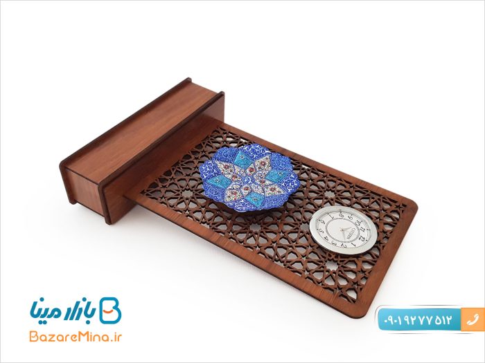 تندیس میناکاری ساعت دار طرح پارسه
