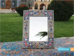 آینه خاتم کاری طرح گل و مرغ
