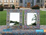 آینه خاتم کاری طرح گل و مرغ