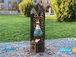 گلدان میناکاری و پایه چوبی طرح پارسیان