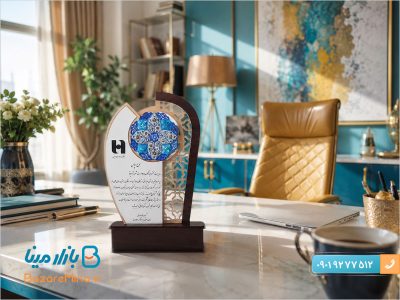 تندیس دو روی میناکاری لوح تقدیر طرح حورا ۳D
