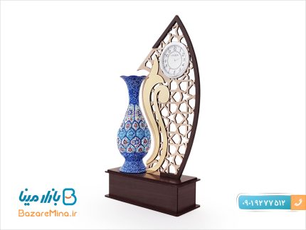 تندیس ساعت دار گلدان میناکاری