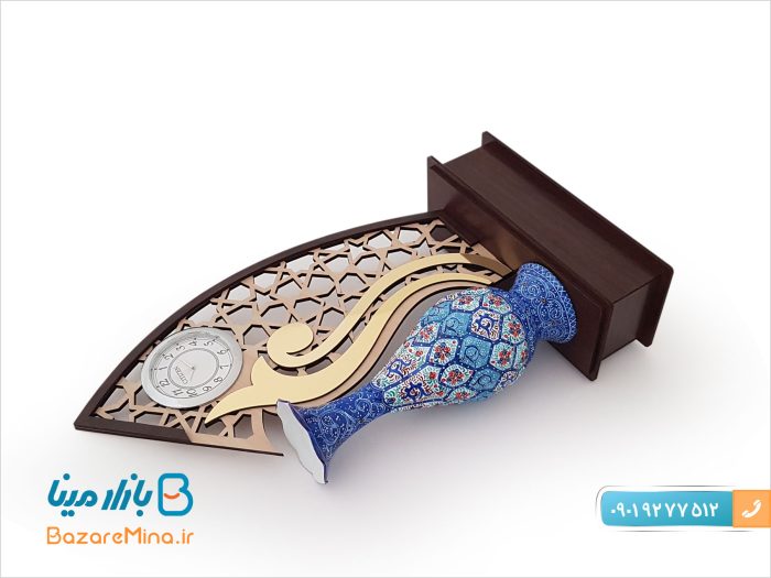 تندیس ساعت دار گلدان میناکاری