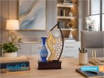 تندیس ساعت دار گلدان میناکاری شده طرح صبا