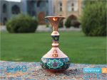 گلدان شلغمی مس و پرداز