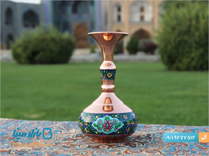 گلدان شلغمی مس و پرداز