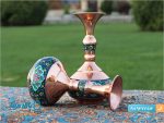 گلدان شلغمی مس و پرداز
