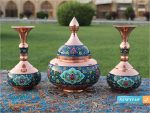 گلدان شلغمی مس و پرداز