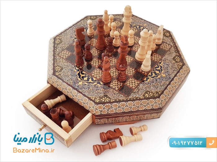 شطرنج هشت گوش خاتم کاری