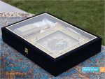 ست خاتم کاری شده ساعت دیواری، جعبه و جاقلمی