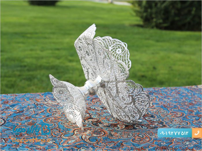 شیرینی خوری ملیله کاری پایه دار شش پر