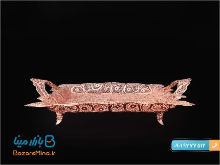 ملیله کاری امین نگار و صنايع دستی امین الرعایا سینی مستطیل ملیله کاری آبکاری مسی