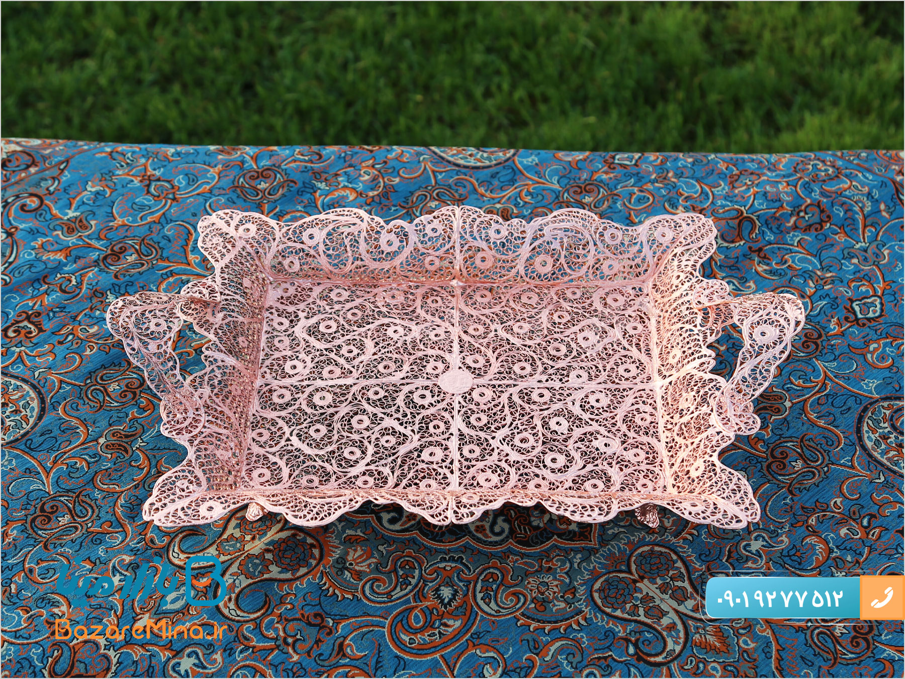 سینی مستطیل ملیله کاری آبکاری مسی سینی مستطیل ملیله کاری آبکاری مسی