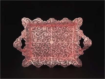 سینی مستطیل ملیله کاری آبکاری مسی