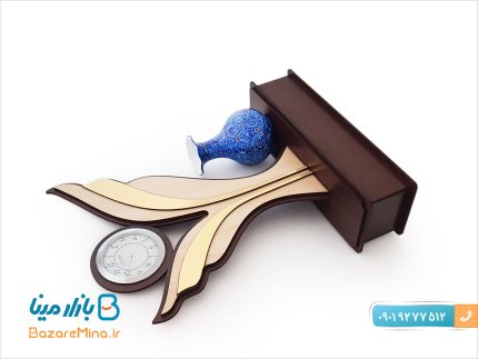 تندیس ساعت دار گلدان میناکاری شده طرح سینا