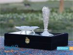 ست گلدان و شیرینی خوری ملیله کاری اصفهان