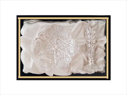 ست گلدان و شیرینی خوری ملیله کاری اصفهان