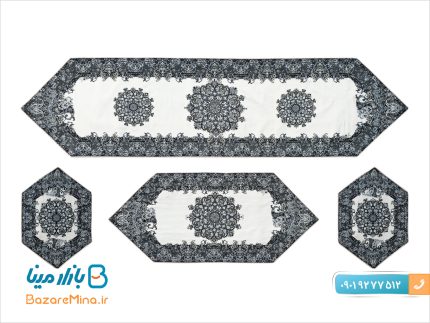 سرویس ترمه ابریشم 5تکه سالاری طرح سیاه قلم