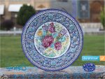بشقاب میناکاری گل و مرغ اعلا اثر استاد مرتضی اسماعیلی
