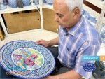 بشقاب میناکاری گل و مرغ اعلا اثر استاد مرتضی اسماعیلی