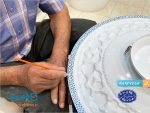 بشقاب میناکاری گل و مرغ اعلا اثر استاد مرتضی اسماعیلی