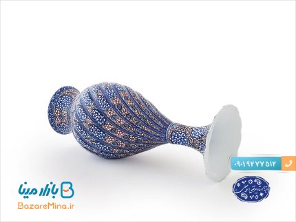 گلدان ختایی توخالی 20 سانتی میناکاری اثر استاد مرتضی اسماعیلی