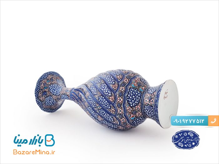 گلدان ختایی توخالی 20 سانتی میناکاری اثر استاد مرتضی اسماعیلی