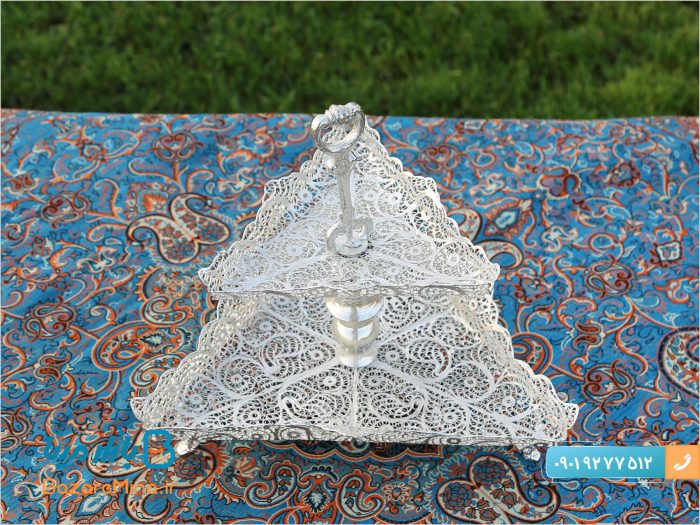 شیرینی خوری دو طبقه مسی ملیله کاری اصفهان