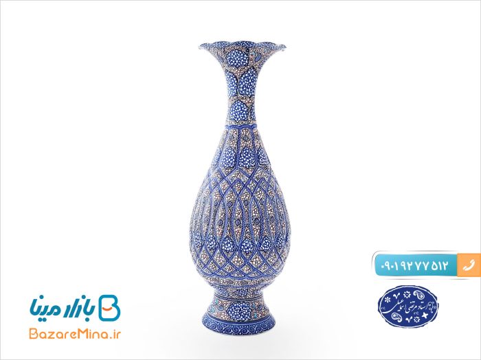 گلدان ۲۵ سانتی میناکاری اسماعیلی طرح ختایی تو خالی