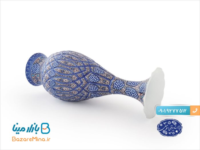 گلدان ۲۵ سانتی میناکاری اسماعیلی طرح ختایی تو خالی