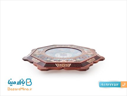 ساعت دیواری 8 گوش خاتم کاری شده طرح چوگان