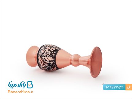 گلدان الماس تراش مسی ارتفاع ۱۶ سانتی متر