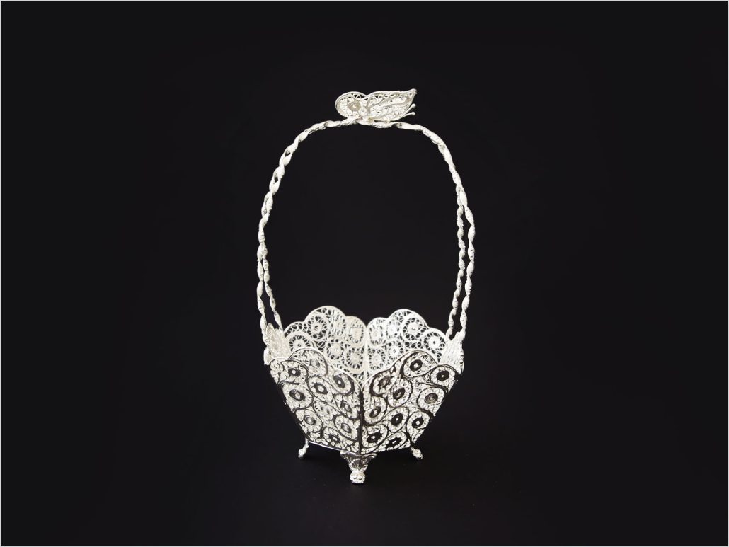 شکلات خوری ملیله کاری شش پر طرح پروانه