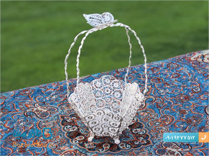 شکلات خوری ملیله کاری شش پر طرح پروانه