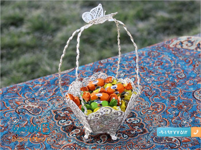 شکلات خوری ملیله کاری شش پر طرح پروانه